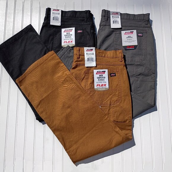 DICKIES Jeans Mens 42 x 32 Duck Carpenter Jean Relaxed Boot Fit Flex LOT OF 3 - Picture 1 of 16